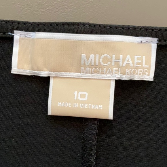 NWT MICHAEL Michael Kors Black Ruched Silver Zipper Dress Women Size 10 - Picture 8 of 10